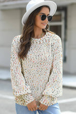 Load image into Gallery viewer, Beige Colorful Dots Cable Knit Crew Neck Sweater: AS SHOWN / S
