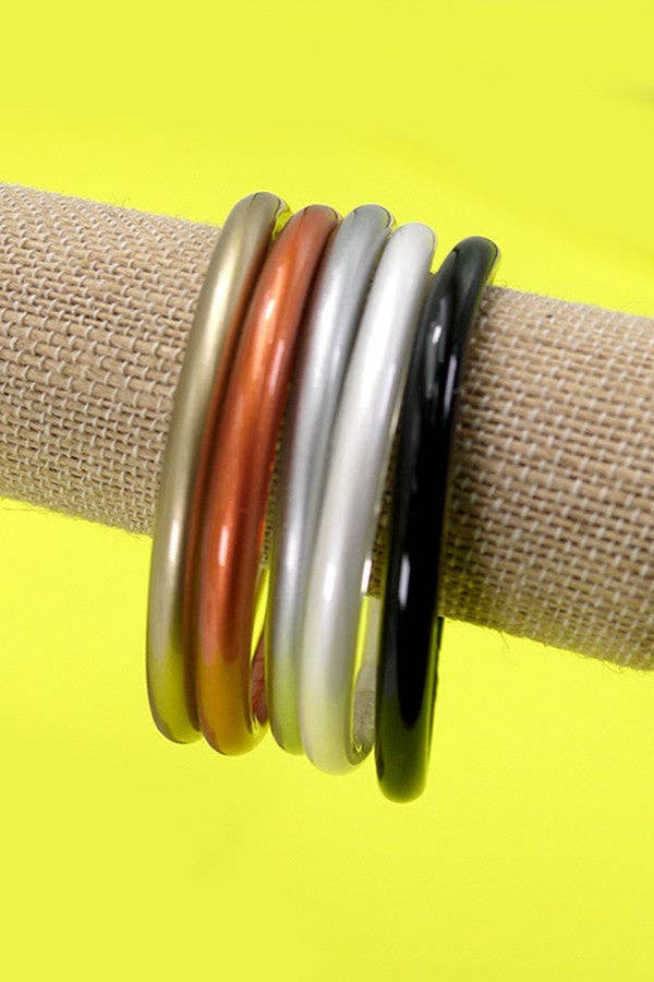 JELLY TUBE GLITTER FOIL BANGLE BRACELETS | 40B106: LT GREEN