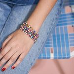 Load image into Gallery viewer, Ink + Alloy Sage Confetti Beaded 10 Strand Stretch Bracelets Multicolor
