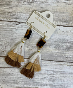 Tassels Earrings with Leopard Marble